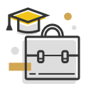 briefcase and graduate hat icon